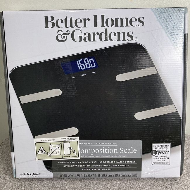 Better Homes & Gardens Body Composition Digital Scale, LCD Display