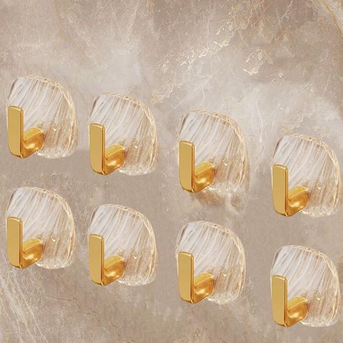 XZJMY 8Pcs Self Adhesive Hooks Acrylic Storage Hooks Bathroom Sticky Hooks for Bathroom Kitchen,Cabinet Doors,Entryway