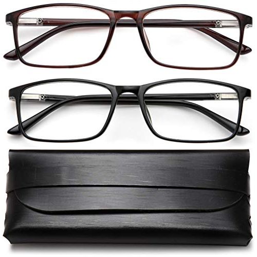 YTDBNS Reading Blue Light Blocking Glasses - 2 Pack Computer Readers Men Women Spring Hinge Black/Brown (black&brown, 2.75)