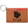 Personalized Tropical Leaves #2 Leatherette Keychain ID Holder - Single Sided