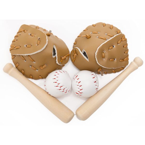 Neakomuki Dollhouse Accessories Miniatures Sports Baseball Bat, Glove and Ball Set for Mini Dollhouse Kitchen Fairy Garden Cake Topper Landscape Craft Project Decoration