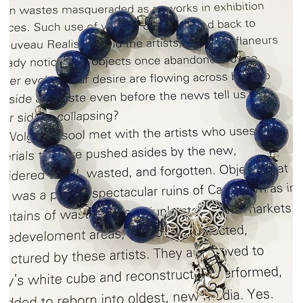 Bracelet that brings wisdom, success, wealth and luck, gemstone Lapis Lazuli Bihu Om Mani Padme Hum Silver Bracelet