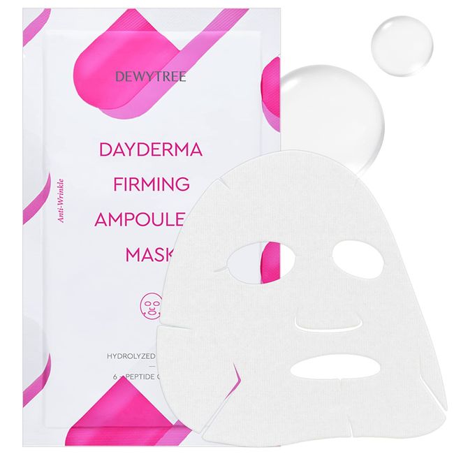 Dewytree Anti-Aging Firming Sheet Mask, 10 Sheets, Peptide Complex, Hydrolyzed Collagen, Nourishing and Moisturizing, Glowing Skin