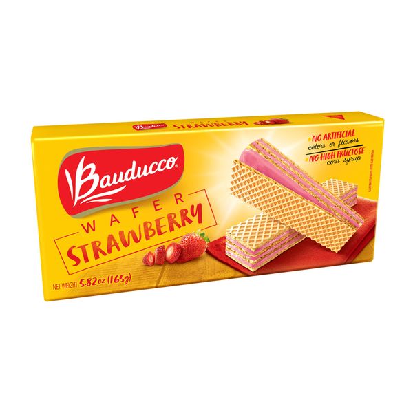 Bauducco Strawberry Wafers - Crispy Wafer Cookies With 3 Delicious, Indulgent, Decadent Layers of Strawberry Flavored Cream - Delicious Sweet Snack or Desert - 5.82oz (Pack of 1)