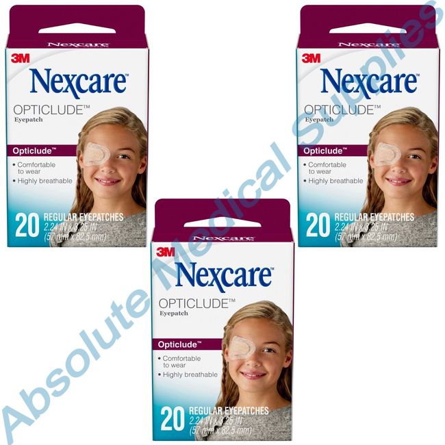 *60-Patches* 3M Nexcare Opticlude Orthoptic Eye Patch 3.25" x 2.24" Regular 1539