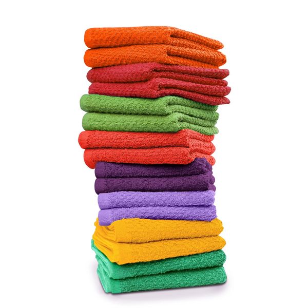 Tukasa Linens 16 Pack Cotton Washcloths for Body and Face, 12x12 Inches, Multipurpose and Lightweight Wash Clothes for Face. Highly Absorbent - Travel and Bath Towel (Multi-Color)