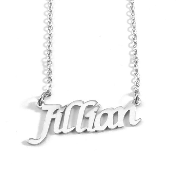 Kigu Jillian Personalized Name - Silver Tone Necklace - Adjustable Chain 16" - 19" Packaging