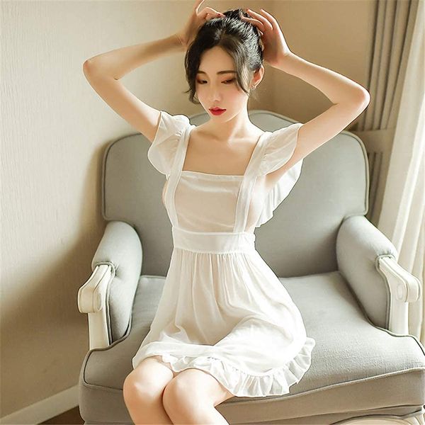 EVBEA Women's Pajamas, Babydoll, Sexy, Lingerie, Cute, Dress, Nightwear, See-through, Underwear, With T Pants, Extreme maid clothes