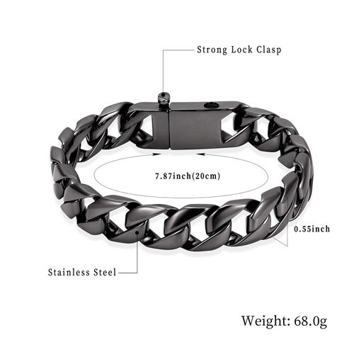 shajwo Cremation Urn Bracelet for Human Ashes for Men,Cuban Link Bracelet Cremation Jewelry for Ashes Urn Keepsake Memorial Ash Holder Bracelet,Black 20cm
