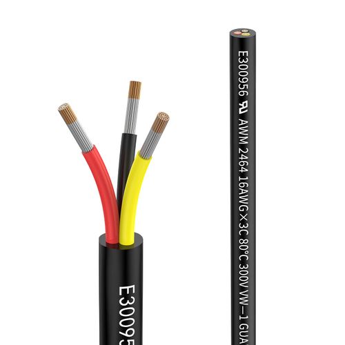 Matugajp 16awg 1.3mm² Electrical Wire 3 Core Extension Cable 10feet UL2464 DC 5V/12V/24V/300V 16 Gauge Oxygen Free Stranded Tinned Copper Wire