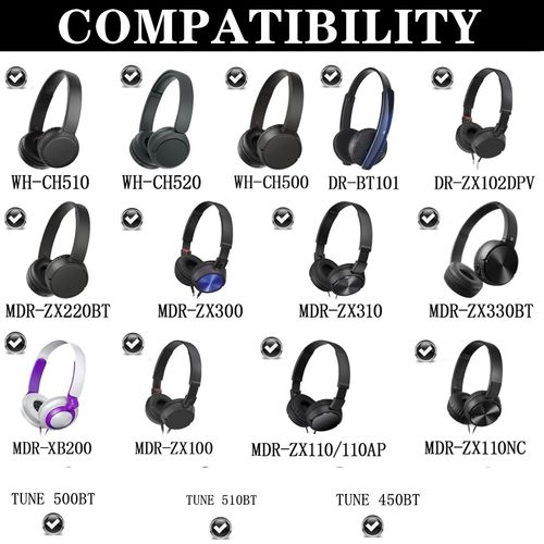 WH-CH510 Cooling Gel Replacement Earpads Ear Cushions Compatible with Sony WH-CH500,CH510,CH520,MDR-ZX100,ZX110,ZX110NC,XB200,ZX300,ZX330BT,MDR-V100,V150,V300S Headset Ear Cups Asseccories (Black-CG)