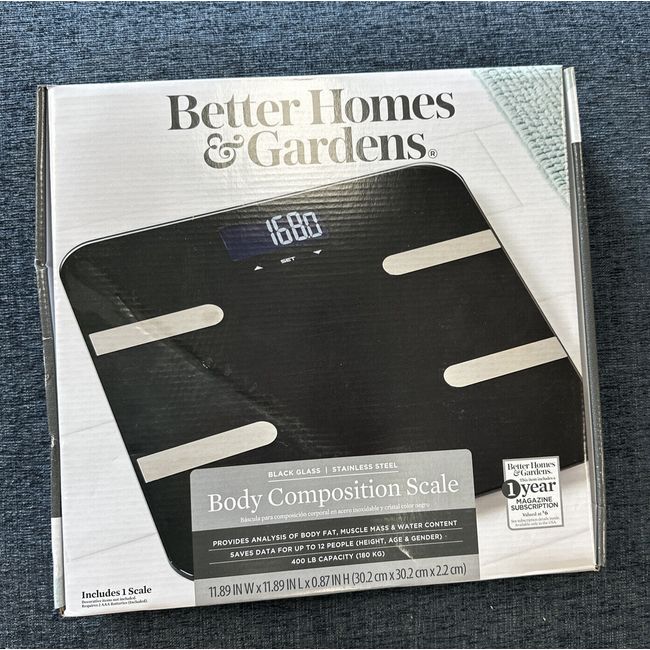 Better Homes & Gardens Body Composition Scale/Black/Glass