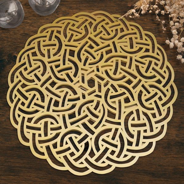 Gold Wooden Trivet Placemats for Dining Table - Set of 4