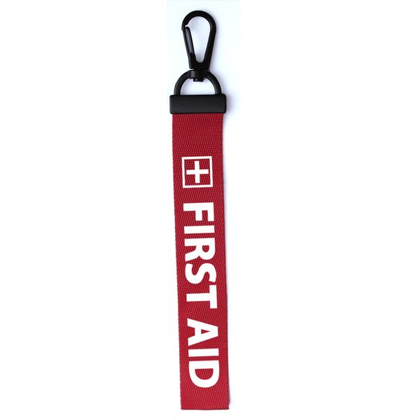 First AID Key tag Luggage Tag Zipper Pull Keychain Bag Keyring (RED)