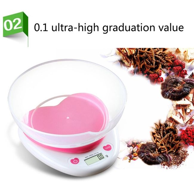 1pc Heart Shaped Kitchen Baking Scale Electronic Food Scale, Pink