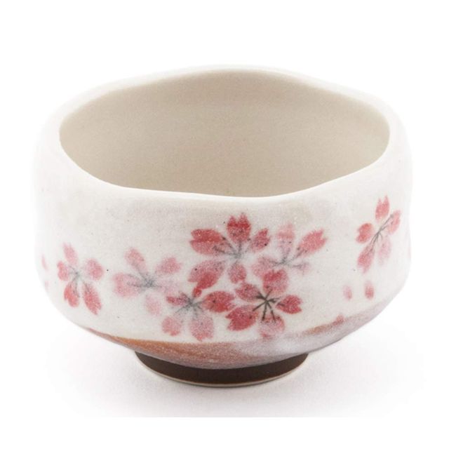 Happy Sales HSMB-SKFL3, Authentic Japanese Traditional Tea Ceremony Matcha Bowl Chawan Handcrafted in Japan, Pink Sakura Flower