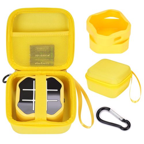 MGZNMTY Travel Storage Case and Silicone Cover Compatible with Giiker Tic Tac Toe Bolt Electronic Game, 3-in-1 Handheld Puzzle Game Console Toys Skin for Kids (Hard Case+Silicone Cover) (Yellow)