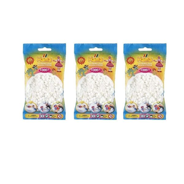 Hama 207-01 White Midi Beads 3000 pcs (3x1000pcs)
