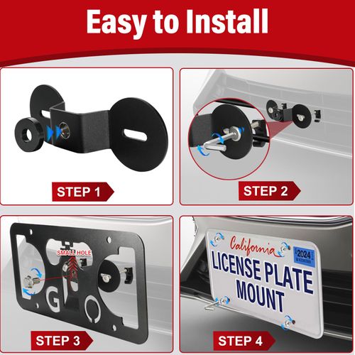 No Drill Front License Frame Compatible with Ford Raptor 2021-2025 (3rd Gen) Anti-Theft License Plate Grille Mount Holder Car Tag Covers Rust-Proof, Rattle-Proof Car Accessories