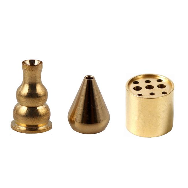 ZiSyouMa 3 Piece Incense Holder Brass Mosquito Trap Incense Plate Gourd Incense Holder Cylindrical 9 Holes Water Drop Mini Incense Holder Japanese Style Meditation Healing Incense Burner Study Incense Holder (Gold)