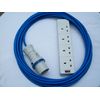 10m CAMPING ELECTRIC HOOK UP BLUE CABLE WITH 4 WAY SOCKET