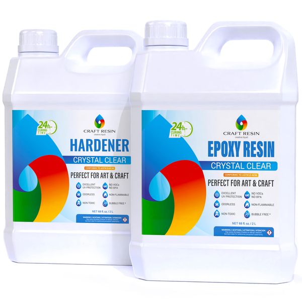 Craft Resin 1 Gallon Epoxy Resin Kit - Crystal Clear Epoxy Resin Kit & Hardener for DIY Art, Mold Casting, Jewelry Making, Coasters, Table Top, Countertop Coating - Food Safe, Heat & UV Resistant