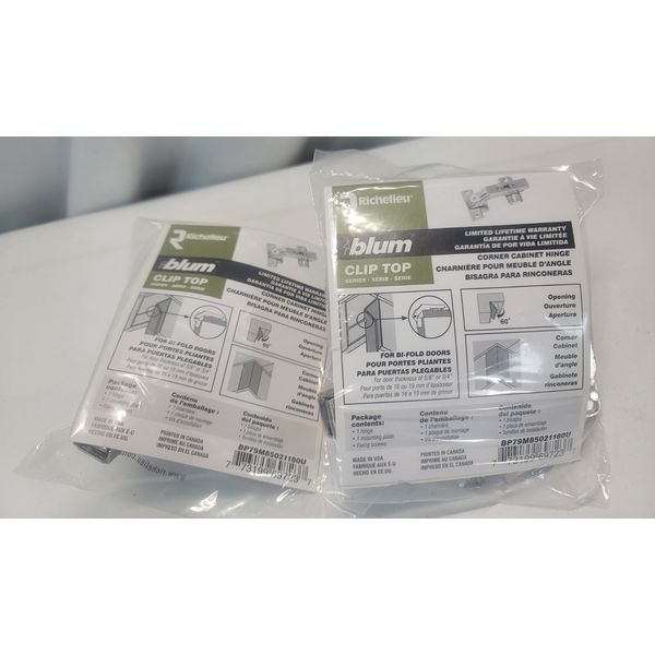 2 CLIP Top Series 35 mm Spring Closing for Frameless Cabinet Bi-Fold CornerHinge