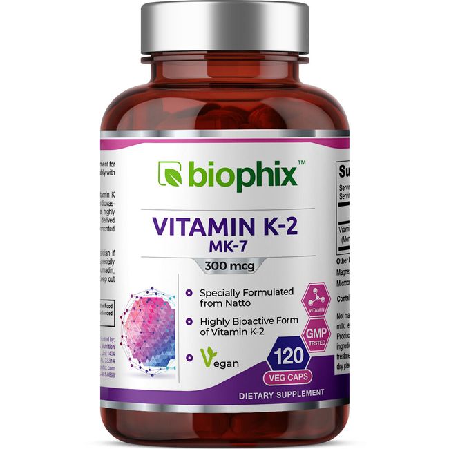 Biophix Vitamin K-2 MK-7 300 mcg 120 Vegetarian Capsules