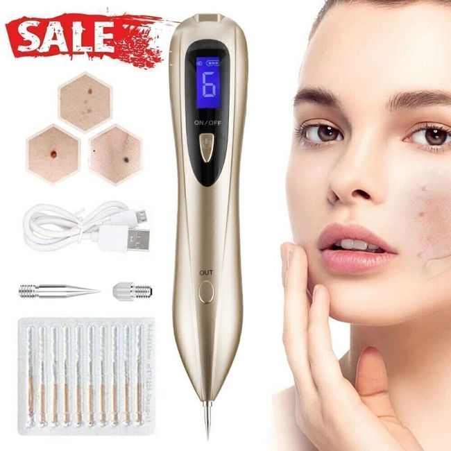 Electric LCD Display Laser Skin Mole Removal Face Spot Freckle Remover Pen Wart