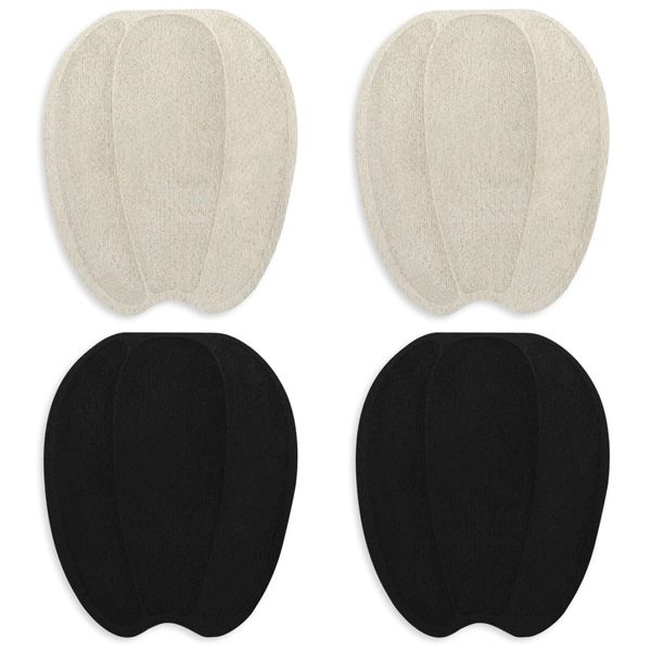 2Pairs Tongue Heel Pads for Shoes, Reusable High Heel Comfort Pads Shoe Inserts for Women and Men Self-Adhesive Heel Pads Protectors for Shoes, Protector Shoe Heel Pads for Shoes Women(Black + Beige)