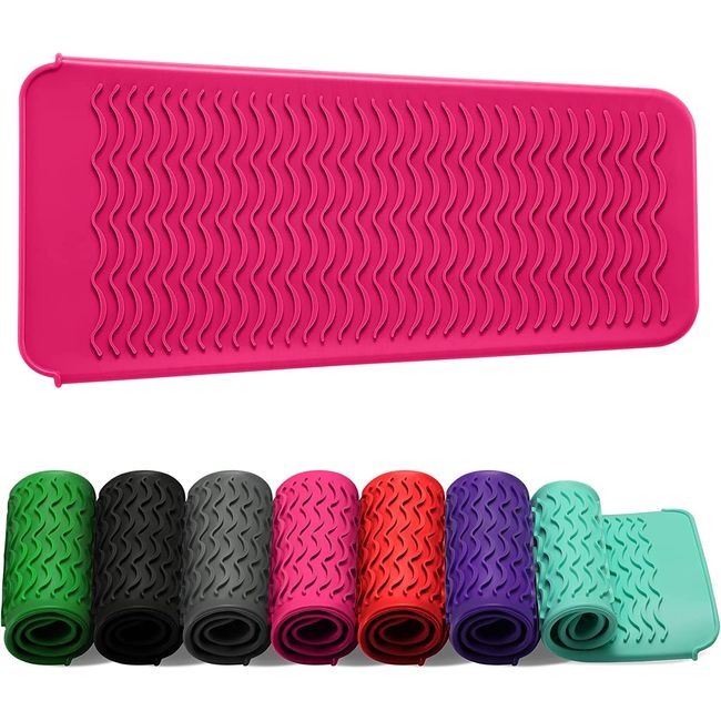 Resistant Silicone Mat Pouch for Flat Iron, Curling Iron,Hot Hair Tools (Hotpink