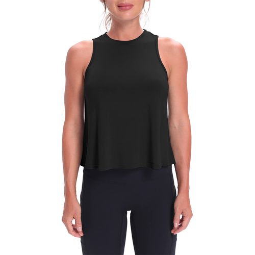 Mippo Women's Sleeveless Workout Tank Top - Gym Active Crop, Muscle Running Clothes, Black L
