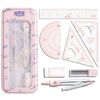 Compass, Triangular Ruler, Protractor, Semicircle Protractor, Stationery, Learning Supplies, Eraser, Mathematics, Easy to Carry, Storage Box Included, Geometry, Highly Practical, School, Elementary
