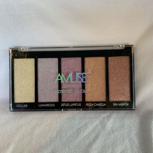 Highlighter Palette Amuse Cosmetics Cosmic Glow 5 Shades Shimmer Face Makeup