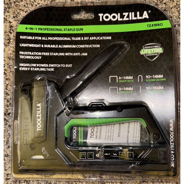 TOOLZILLA 4-in-1 Professional Heavy Duty Staple Gun & 1,000 Staple Selection Pac