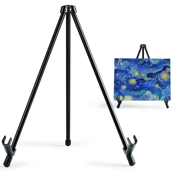 ARTIFY 14'' Tabletop Instant Display Easel, Black Steel Table Top Easels for Display, Tripod for Canvas, Paintings, Signs, Posters