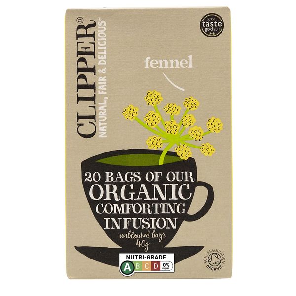 Clipper Organic Fennel Tea Bags | 20 Infusion Teabags | Pure Caffeine Free Tea for Home or Office | Eco-Conscious Herbal Tea Bags | Natural, Unbleached, Plant-Based & Biodegradable in Heat Sealed Bags