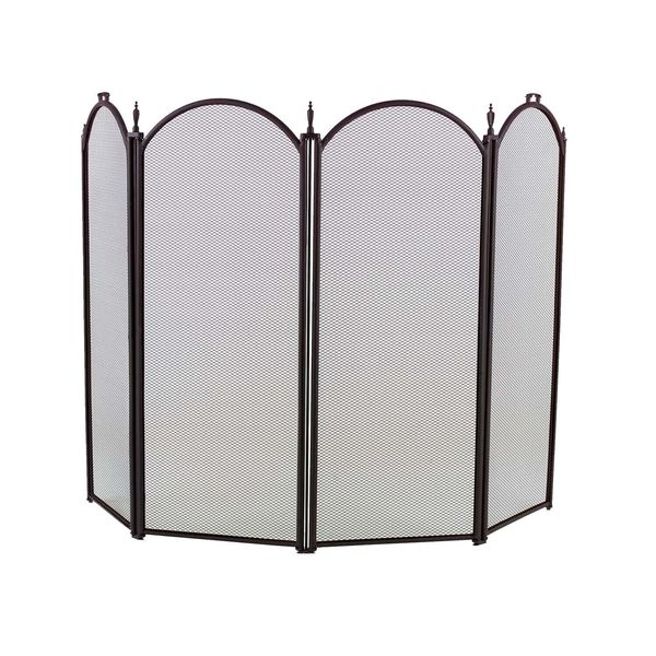 Dagan Four Fold Black Arched Fireplace Screen, 52in. x 32.5in.