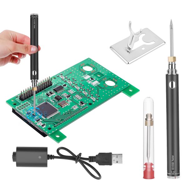 Electric Soldering Iron Kit, Portable USB Soldering Iron, 5V 8W Fast Cooling & Heating Adjustable Temperature Cordless Soldering Gun Welding Repair Tools with Soldering Tips, Soldering Iron Stand (A)