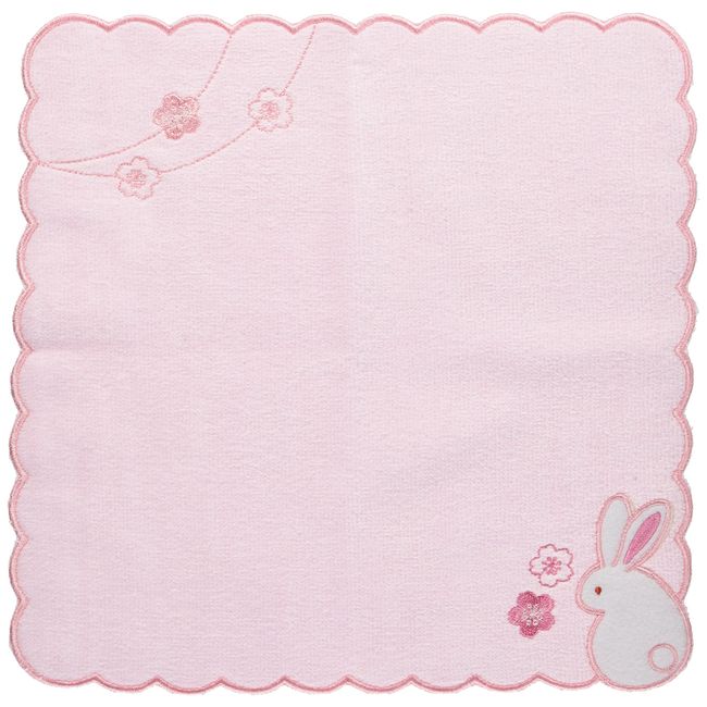 Maruzen Mini Towel, Fluffy Rabbit, Pink, 9.8 x 9.8 Inches (25 x 25 cm)