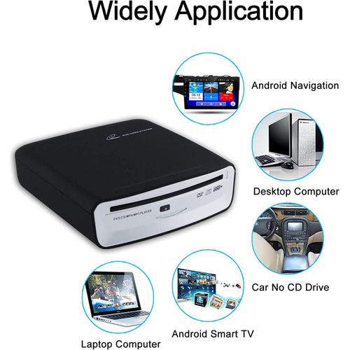 USB External Car Universal Connection Portable CD Player for Car Android Navigation/TV/Laptops Desktops with USB Port Plug and Play (Android Version 4.4 and Above)