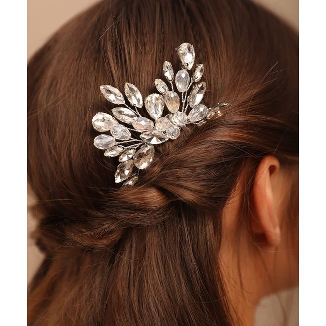 Chargances Bride Gold Rhinestone Hair Comb Wedding Crystal Beaded Hair Side Comb Fashion Bridal Handmade Hair Accessories for Women Bridesmaid Girls (Gold)