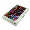 Cigarette Case with Built in Lighter Vintage Psychedelic Trippy S9 Smoking King Size Cigarettes Silver Metal Wallet 4" X 2.75" RFID Protection Weird Strange