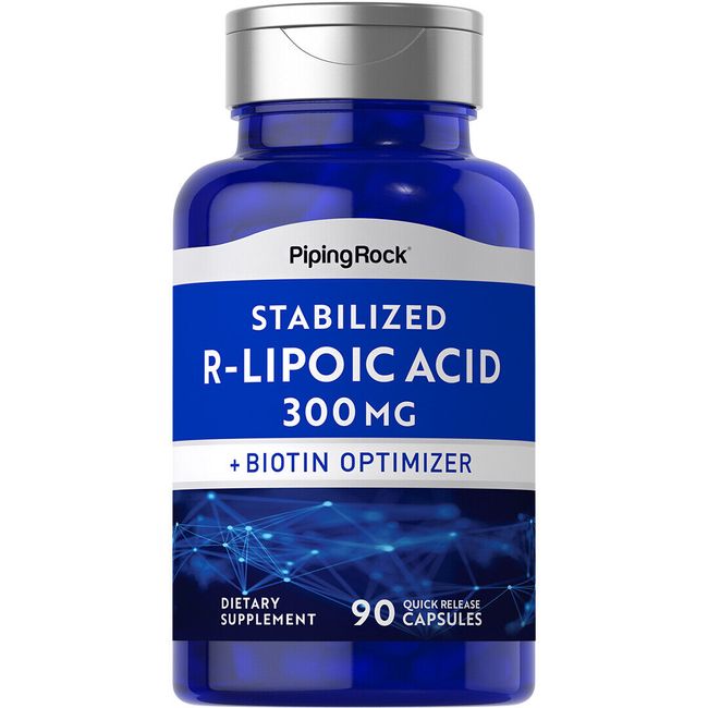 Stabilized R Lipoic Acid 300mg | 90 Capsules | Biotin Optimizer | by Piping Rock