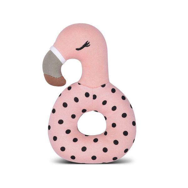 Apple Park Organic Farm Buddies - Franny Flamingo Teething Rattle, Baby Toy for Infants - Hypoallergenic, 100% Organic Cotton