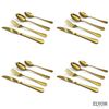 16-Piece Gold Flatware set Cutlery Set Reflective Stainless Steel Silverware set