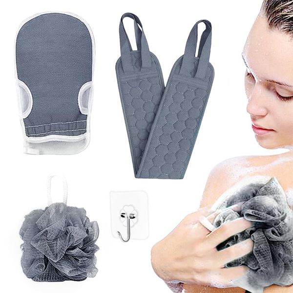 Yuka Washing, Rubber Back Scrub, Mud Gloves, Avalanched, Double-sided Use, Strong Rubbing, Unisex, Transparent Hanging Hook, Bath Goods, Includes 1 Hook (Gray)