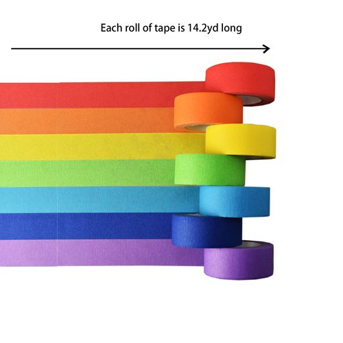SIMON&ISAAC Colourful Masking Tape Rainbow Masking Tape DIY Craft Paper Decorative Tape Craft Tape for Children Teachers Arts Lab Labelling 7 Rolls x 13 m x 25 mm