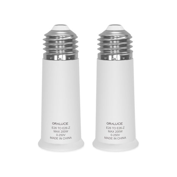 ORALUCE E26 Base Extension Adapter, E26 Extension Socket, Bulb Socket, E26, Extends Approx. 2.4 inches (6 cm), Set of 2
