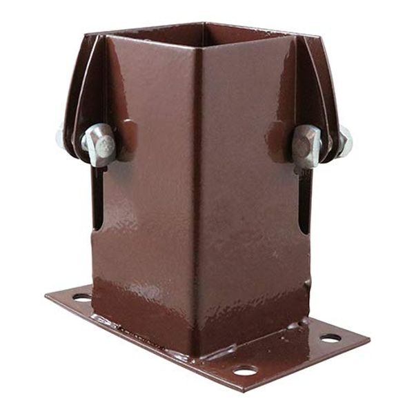 Flush Fit Bolt Down Fence Post Shoe | Bolt Secure | Oxide Red | Taurus